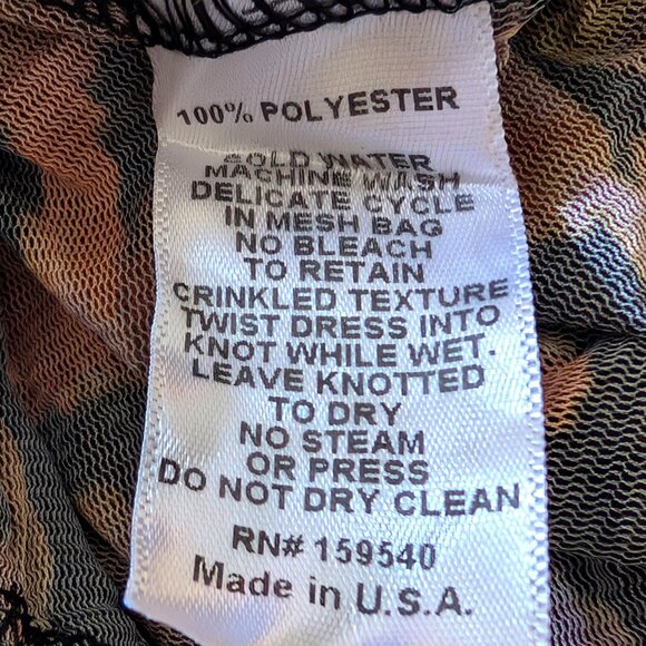 Lisa Bayne Sz M Animal Print Semi Sheer Crinkle Mesh Asymmetric Lagenlook Dress - Picture 12 of 12